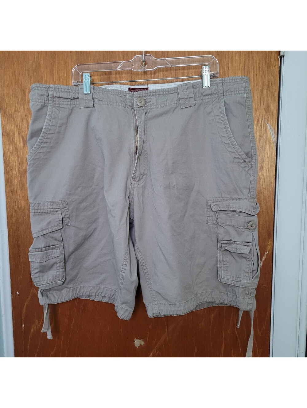 MATCHSTICK Cargo Shorts Men 42 Beige Twill Drawstring Waist Utility Pockets